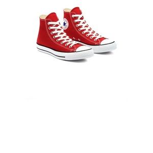 Red high top Chuck Taylors